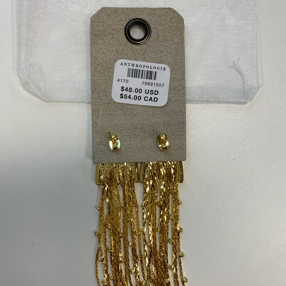 Anthropologie gold tassel statement earrings NWT - Picture 5 of 6
